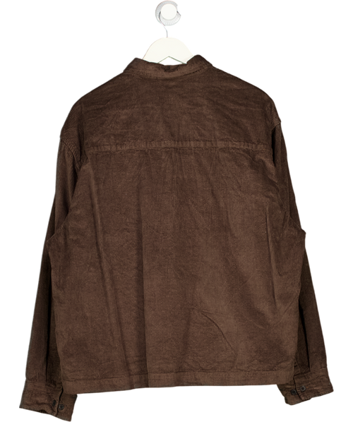 ASOS Design Boxy Oversized Cord Rugby Shirt In Brown UK L
