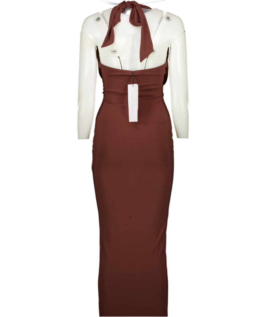 CLUB L Lesley Brown Plunge-neck Maxi Dress UK 8 Reliked CLUB L Lesley Brown Plunge-neck Maxi Dress UK 8 Reliked