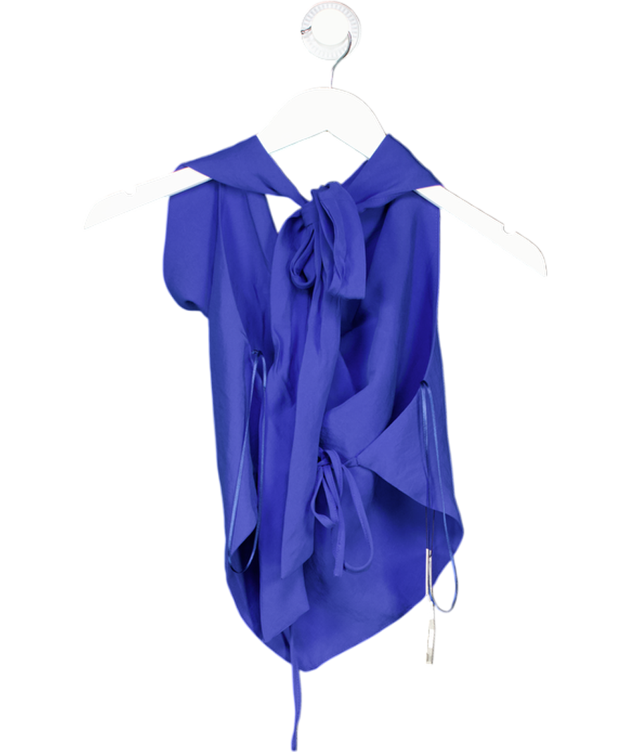 ZARA Blue Linen Halter Top UK M