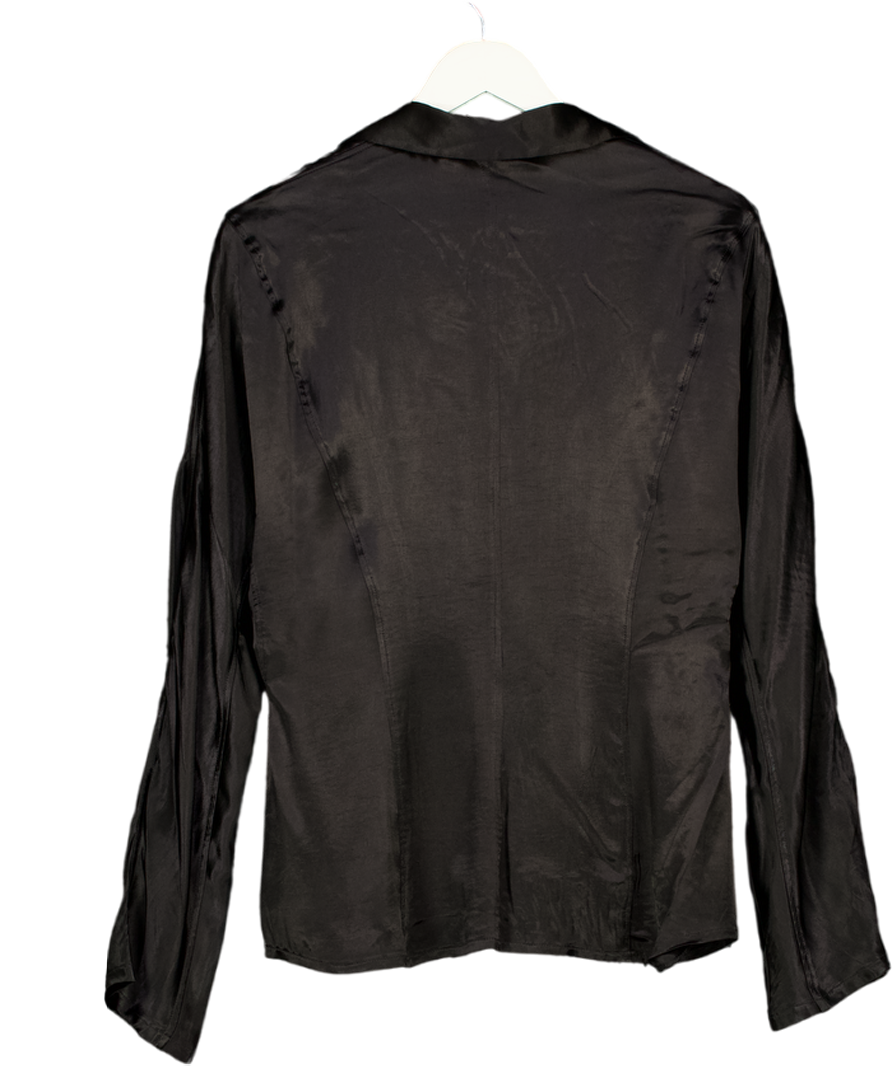 Weekday Black Benedict Satin Blouse UK M