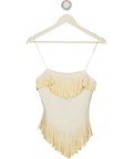 H&M Edition Ivory / Yellow Flounced Pointelle-knit Top UK S
