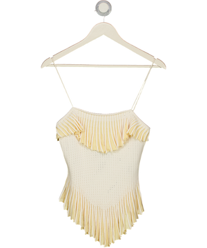 H&M Edition Ivory / Yellow Flounced Pointelle-knit Top UK S