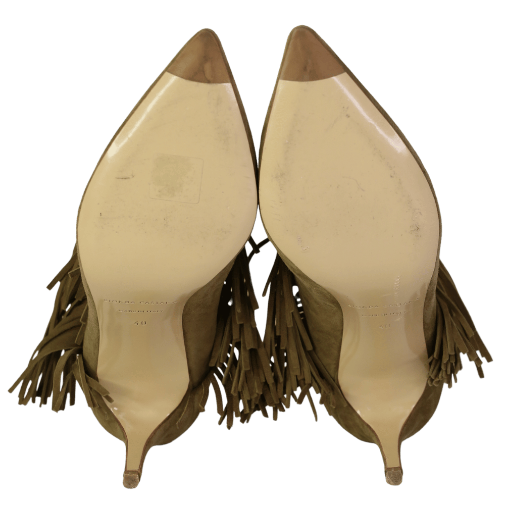 bionda gastana Green Suede Fringe Ankle Boots UK 7 EU 40 👠