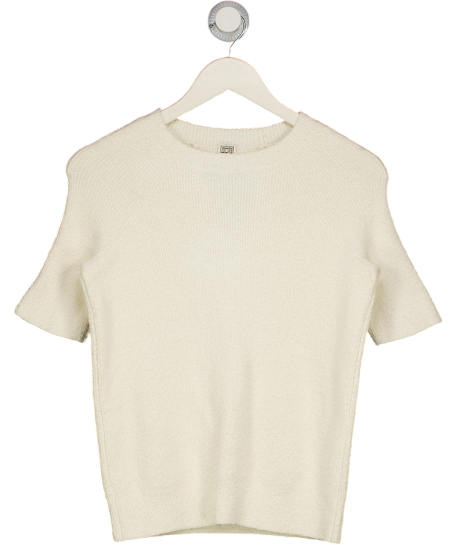 TOTEME Ivory White Organic Cotton-blend Bouclé Top UK S