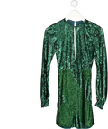 MICHAEL COSTELLO X Revolve Green Sequin Long Sleeve Mini Dress UK XXS