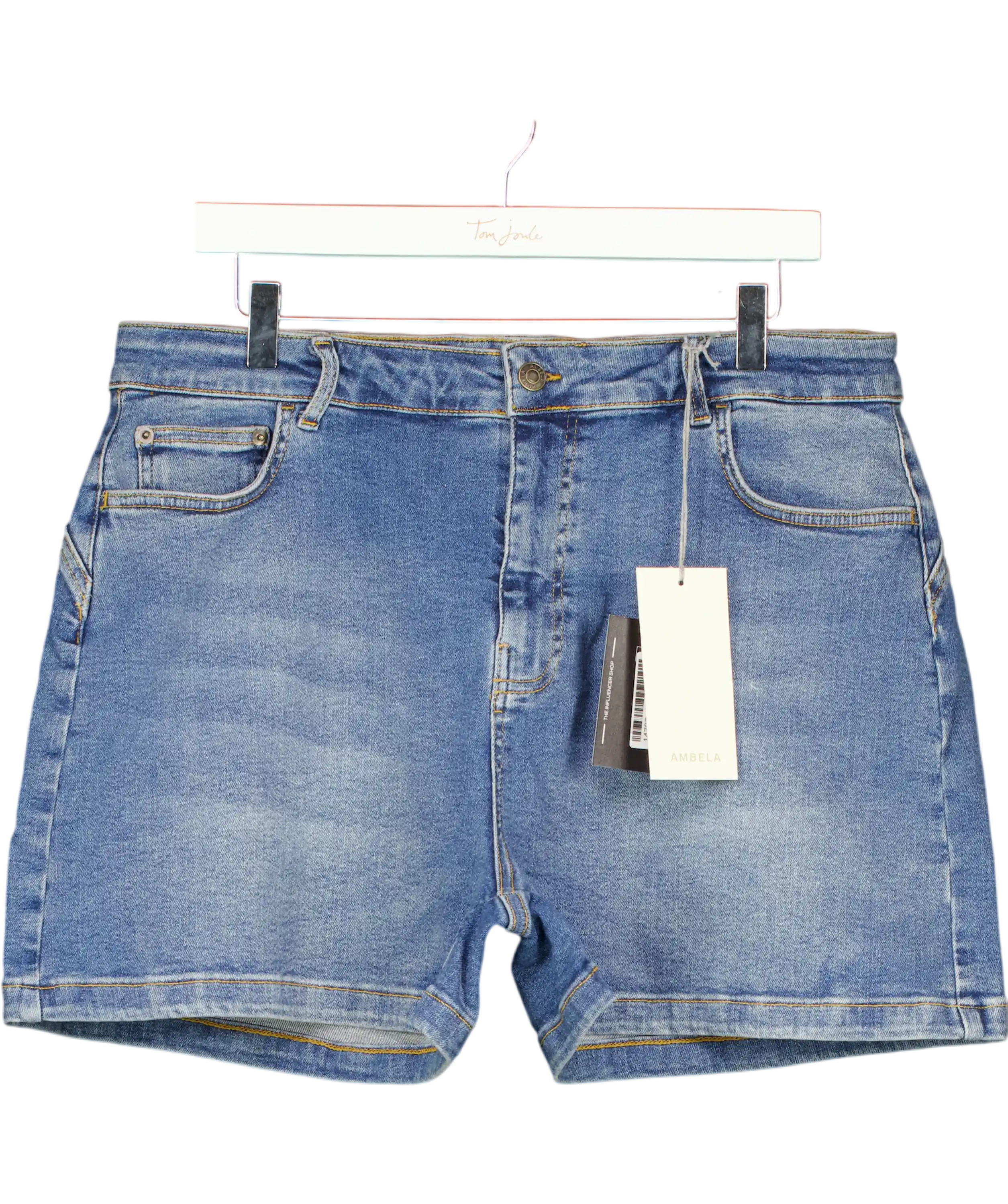 Ambela Blue Stretch Raw Hem Shorts UK 18