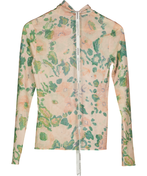 ASOS Curve Premium Mesh Abstract Floral Printed High Neck Long Sleeve Top In Pink UK 10