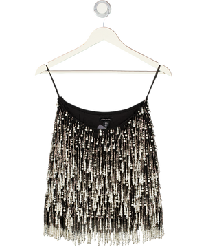 Karen Millen Black Pearl Tassel Embellished Woven Mini Skirt UK 6