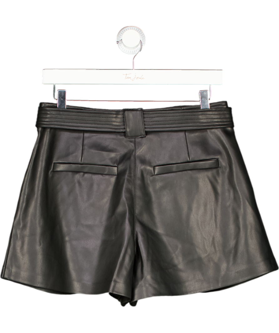 River Island Black Faux Leather Belted Short UK 10