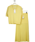 IRIS & WOOL 2-piece Merino Wool / Cotton Blend Butter Yellow  Top And Skirt Set UK S
