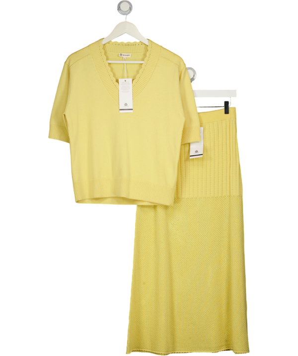 IRIS & WOOL 2-piece Merino Wool / Cotton Blend Butter Yellow  Top And Skirt Set UK S