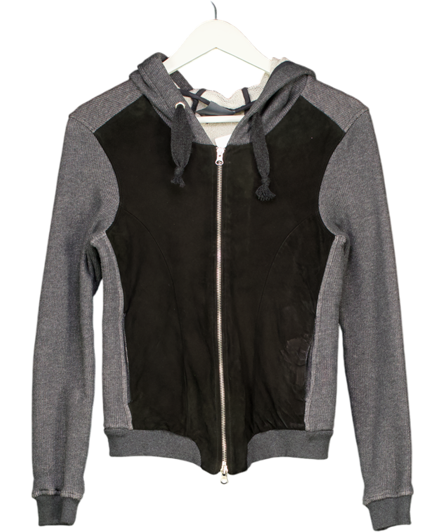 lot78 Grey Eoc1 Suede Front Zipped Hoodie UK XS