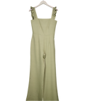 PRETTY LAVISH Green Wide Leg Square Neck Ruffle Jumpsuit UK 10
