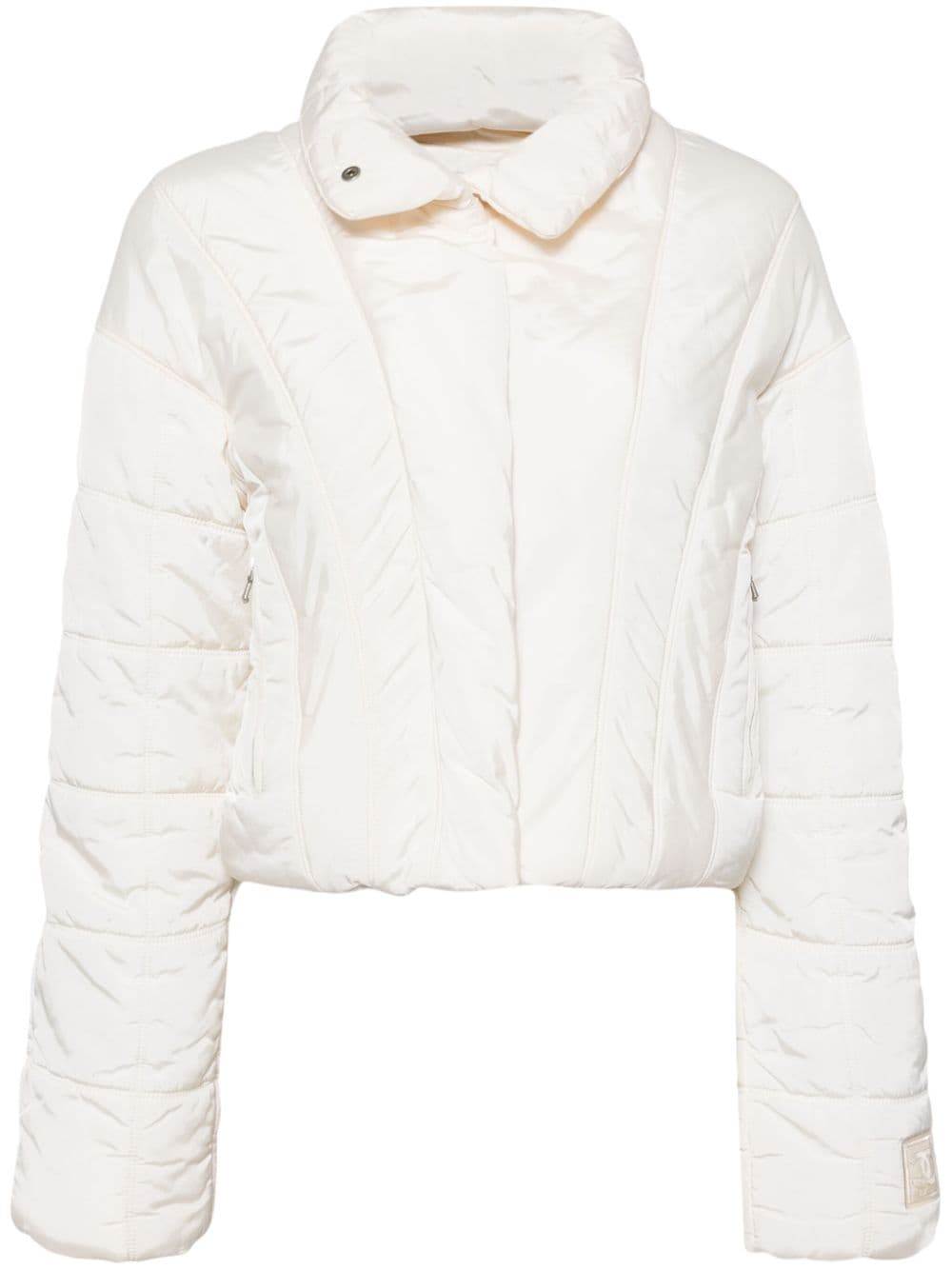 Chanel White Quilted Sportline Logo Sleeve Jacket UK 14