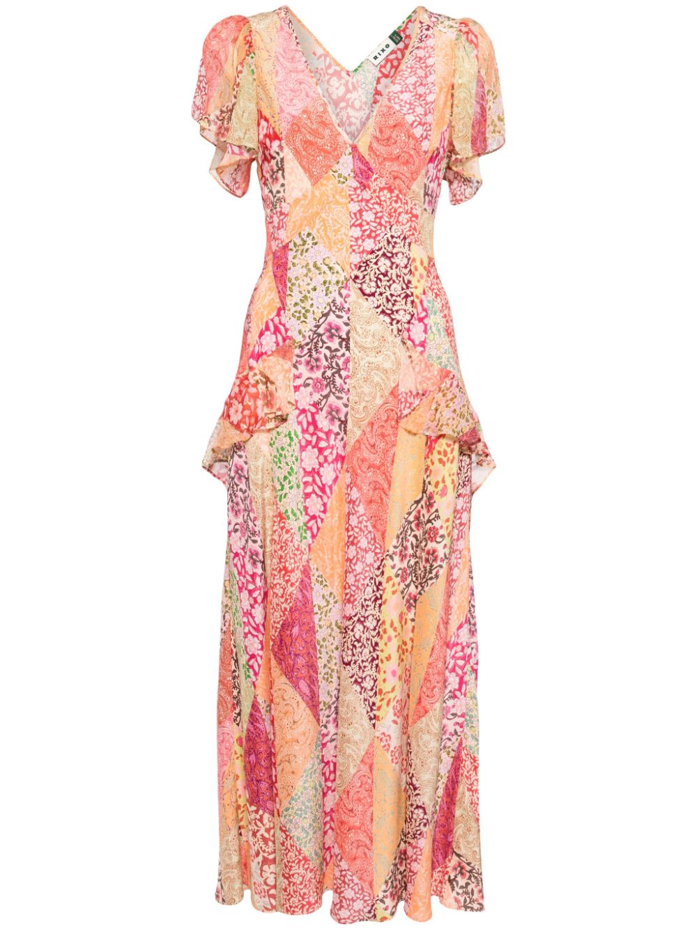 Rixo Silk Evie Floral Midi dress Dress UK 8