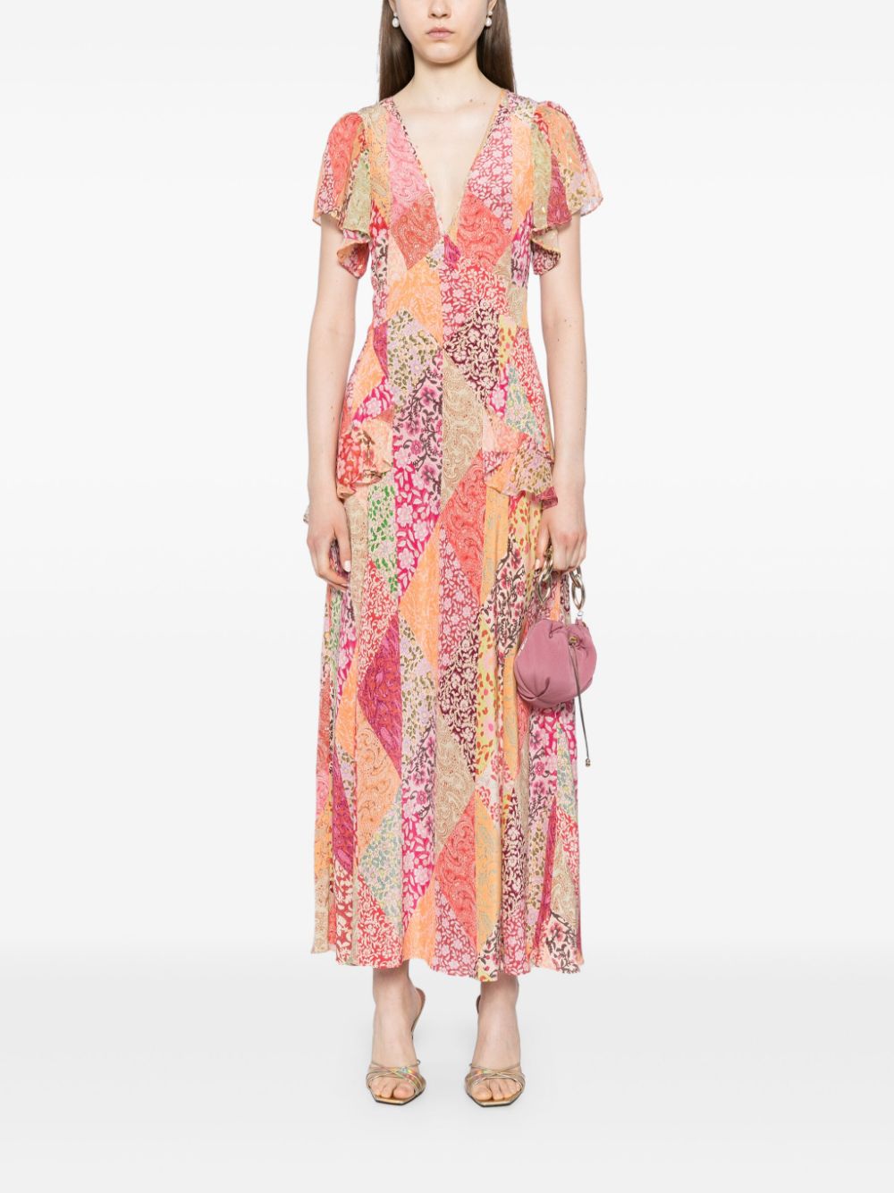 Rixo Silk Evie Floral Midi dress Dress UK 8