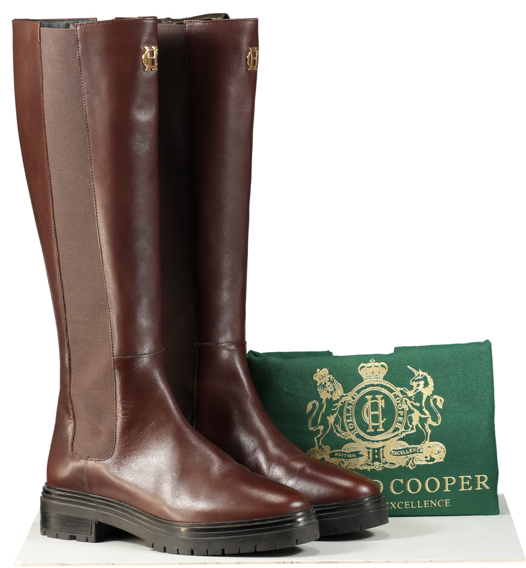 Holland Cooper Brown Astoria Leather Knee Boots - Rich Chocolate UK 7 EU 40 👠
