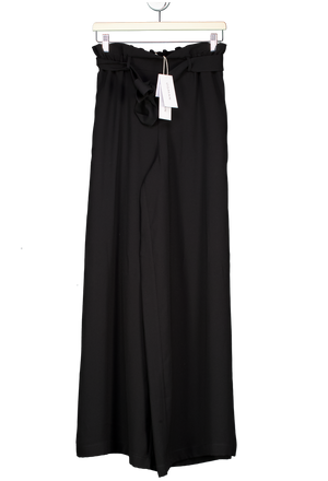 osman Black Joanna Silk Satin Trousers UK 6