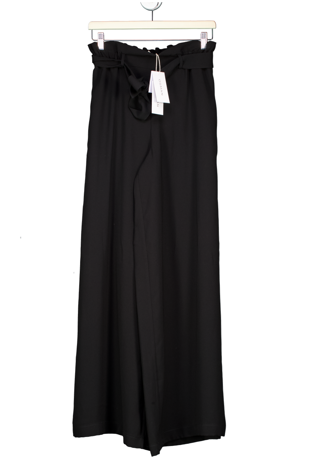 osman Black Joanna Silk Satin Trousers UK 6