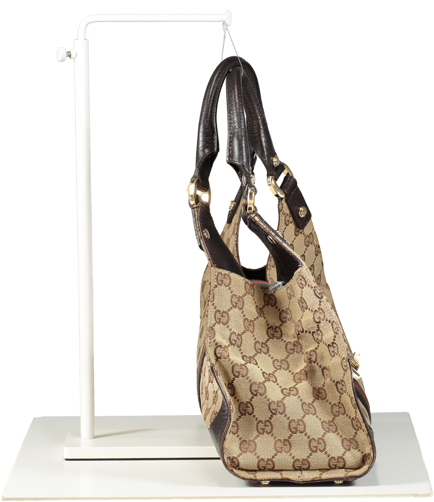 GUCCI Vintage Brown Monogram Web Junco Shoulder Bag