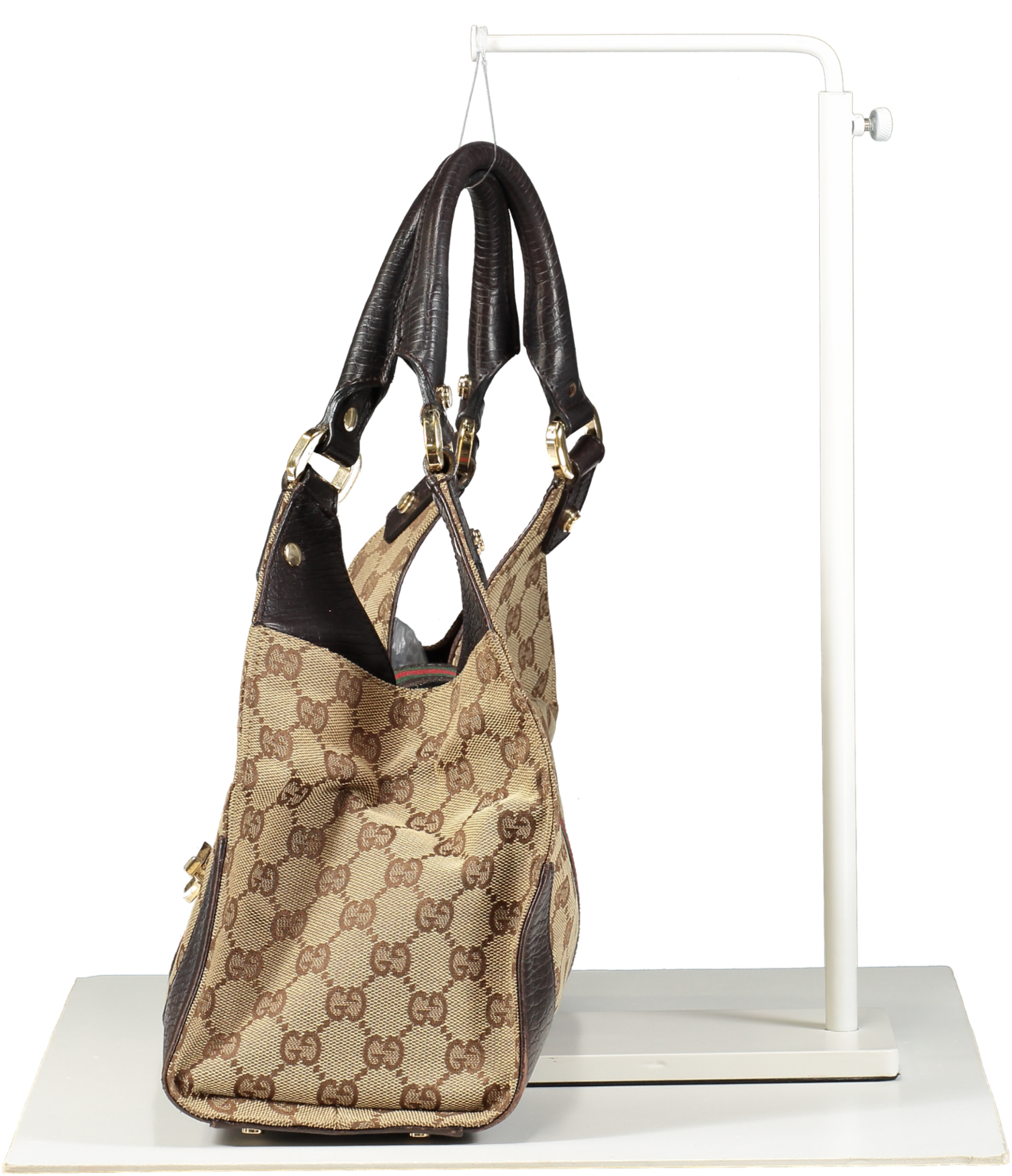 GUCCI Vintage Brown Monogram Web Junco Shoulder Bag