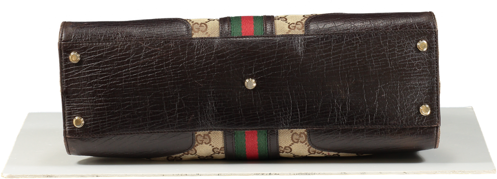 GUCCI Vintage Brown Monogram Web Junco Shoulder Bag