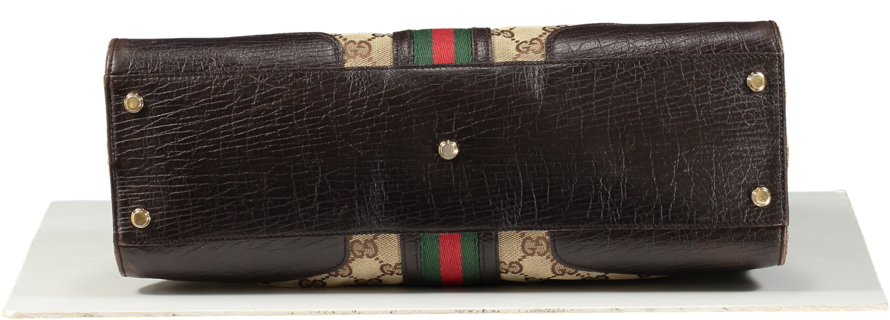 GUCCI Vintage Brown Monogram Web Junco Shoulder Bag