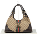 GUCCI Vintage Brown Monogram Web Junco Shoulder Bag