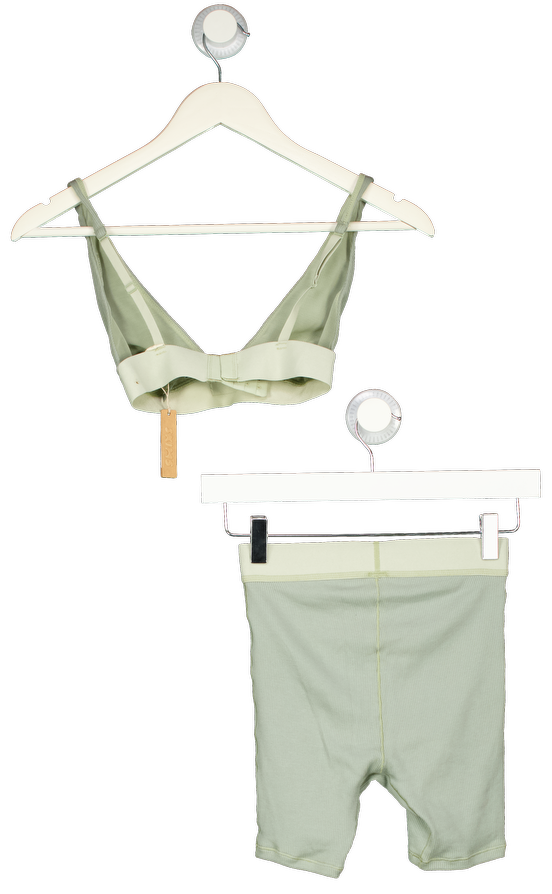 SKIMS 2-piece Mineral Green Rib Boxer ( Uk Xxs) Shorts & Bra (uk Xs) Top Set UK XXS-XS