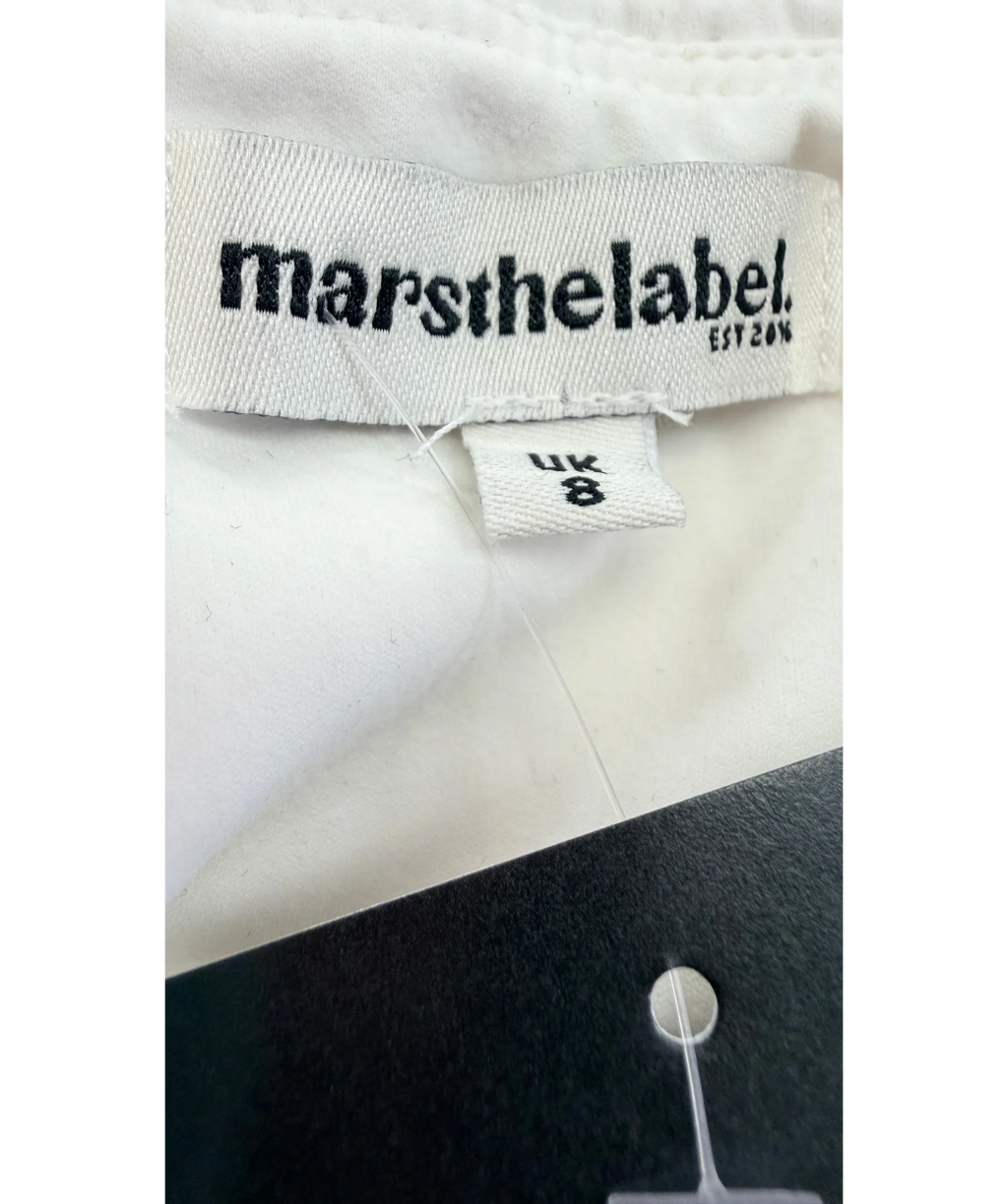 Mars the Label White White High Neck Crossover Bodycon Maxi Dress, size UK 8 — detail