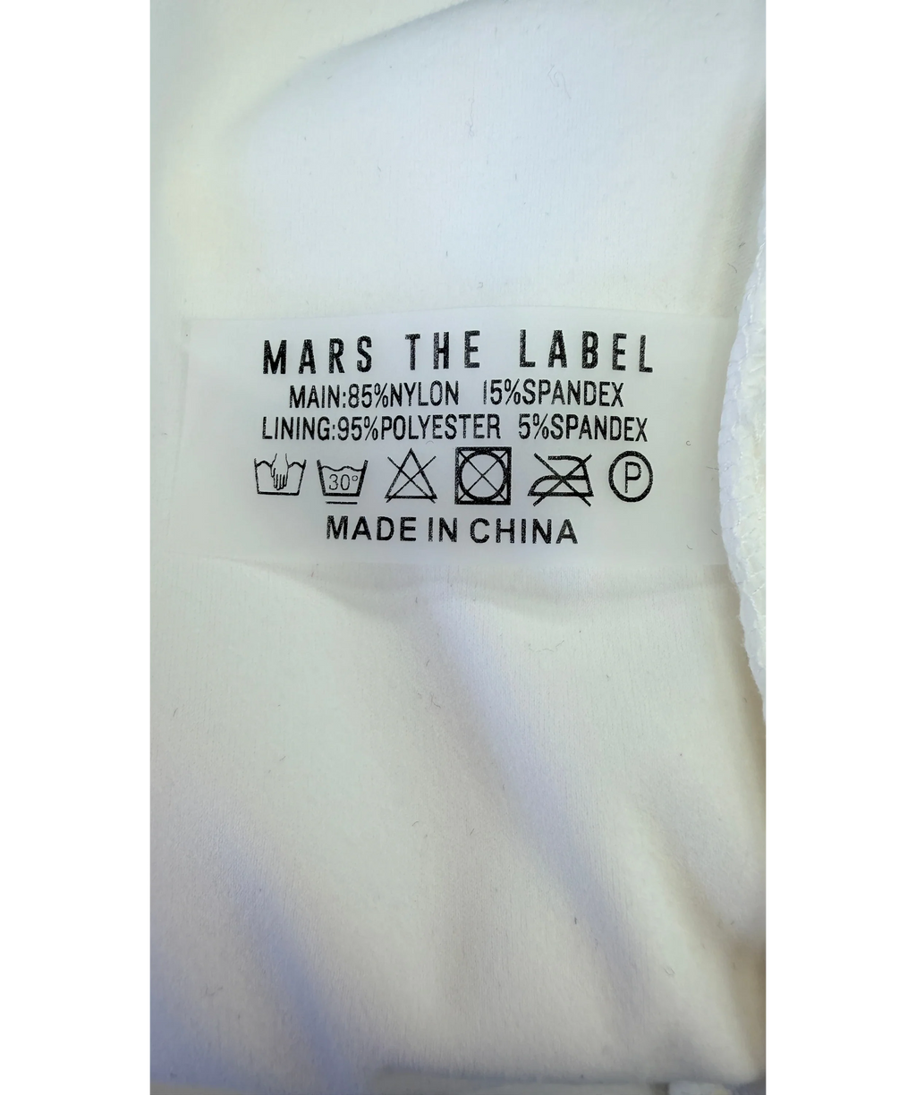Mars the Label White White High Neck Crossover Bodycon Maxi Dress, size UK 8 — label