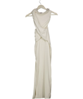 Mars the Label White White High Neck Crossover Bodycon Maxi Dress, size UK 8 — front