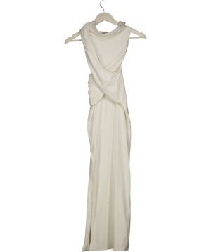 Mars the Label White High Neck Crossover Bodycon Maxi Dress UK 8