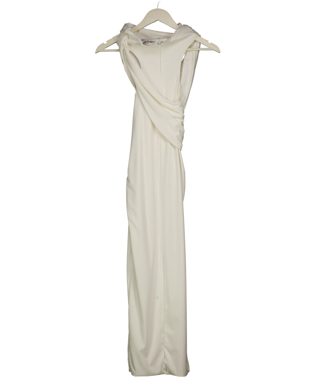 Mars the Label White White High Neck Crossover Bodycon Maxi Dress, size UK 8 — back