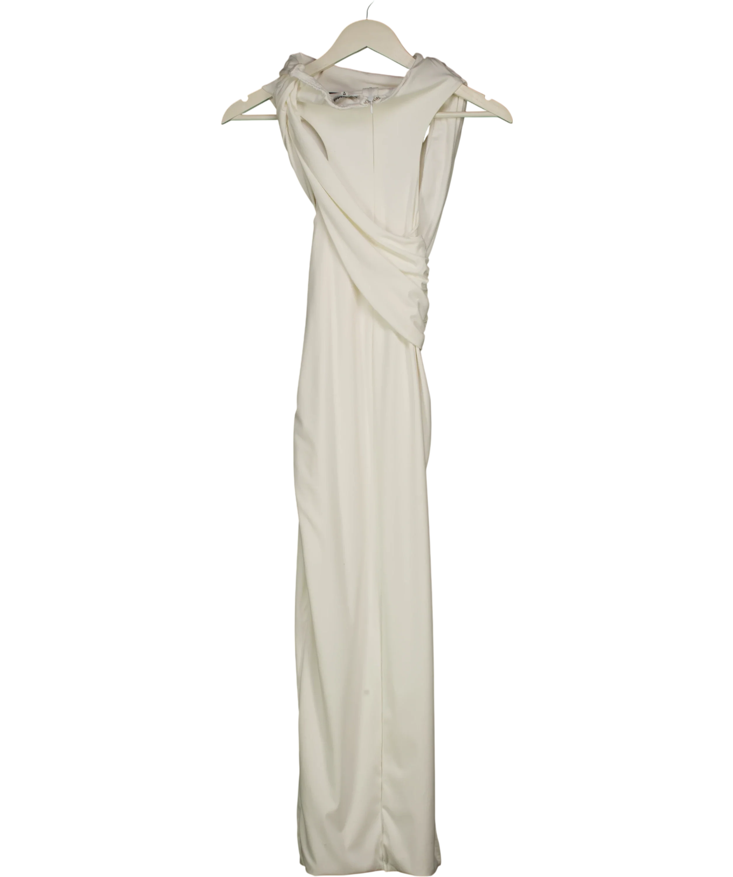 Mars the Label White White High Neck Crossover Bodycon Maxi Dress, size UK 8 — back