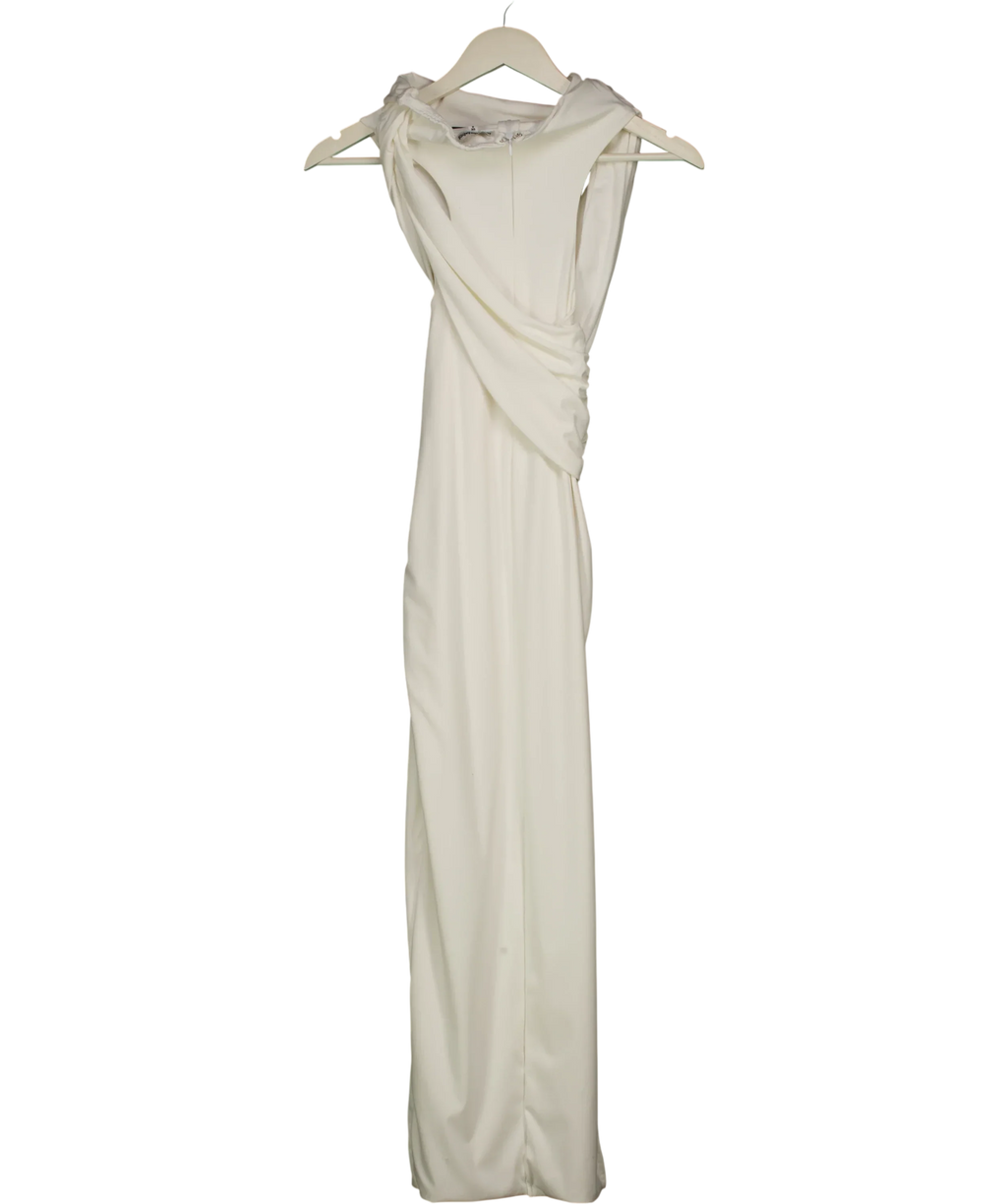 Mars the Label White White High Neck Crossover Bodycon Maxi Dress, size UK 8 — back