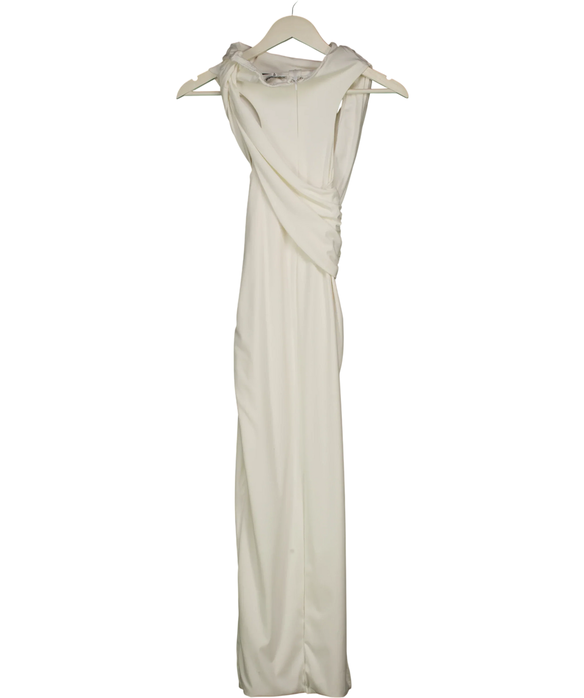 Mars the Label White White High Neck Crossover Bodycon Maxi Dress, size UK 8 — back