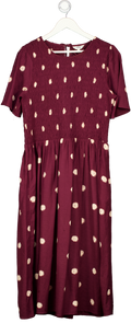 FATFACE Burgundy Red Spot Alice Midi Dress UK 16