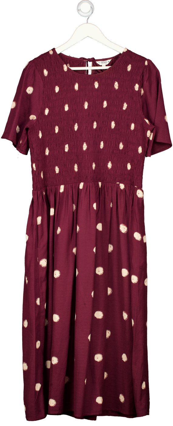 FATFACE Burgundy Red Spot Alice Midi Dress UK 16