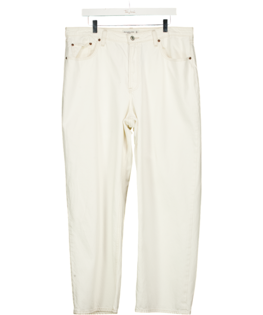 Abercrombie & Fitch Cream The Loose High Rise Jeans W33 UK 16