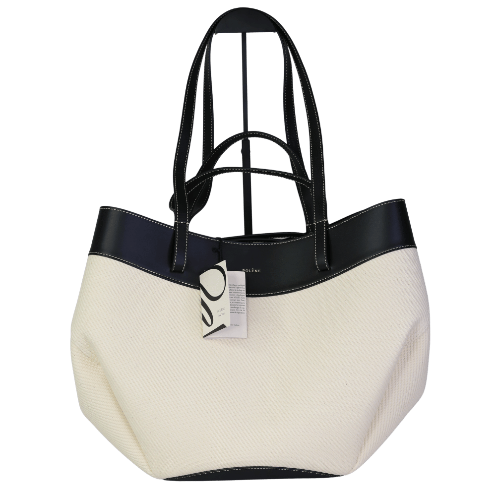 Polene Cyme Edition Black Leather & Canvas Bag