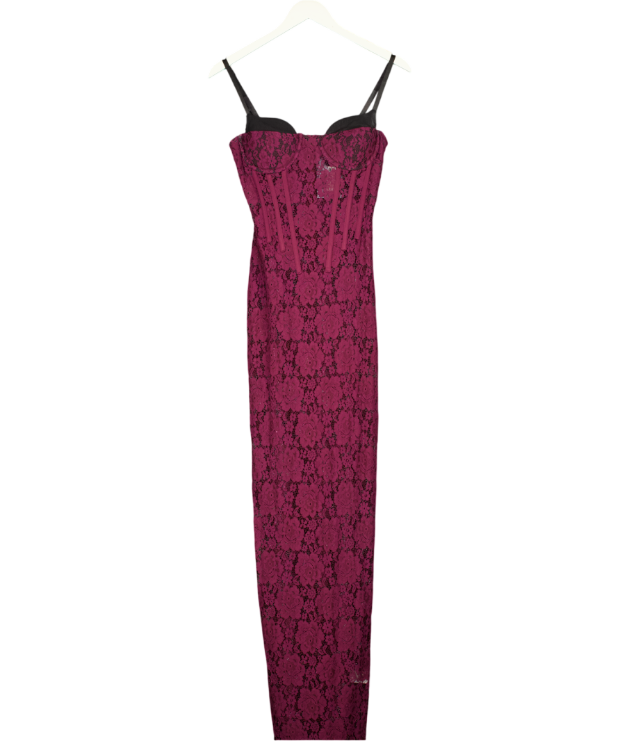 THE KRIPT Burgundy Red Lace Corset Top Mariana Dress UK S