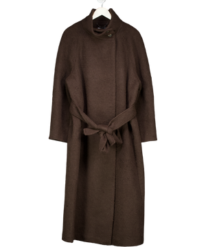ASOS Brown Design Premium Brushed Wool Blend Oversized Funnel Neck Coat In Chocolate UK 14