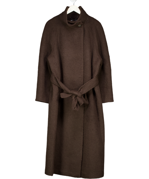 ASOS Brown Design Premium Brushed Wool Blend Oversized Funnel Neck Coat In Chocolate UK 14