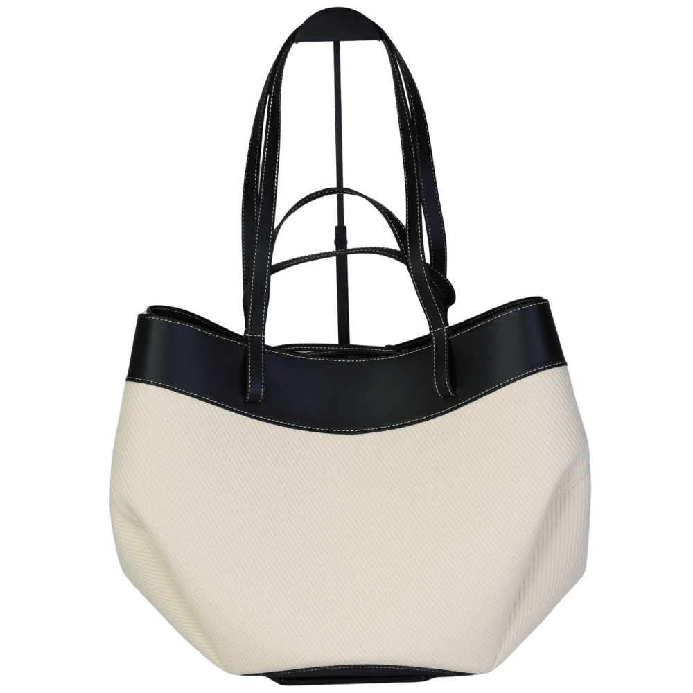 Polene Cyme Edition Black Leather & Canvas Bag