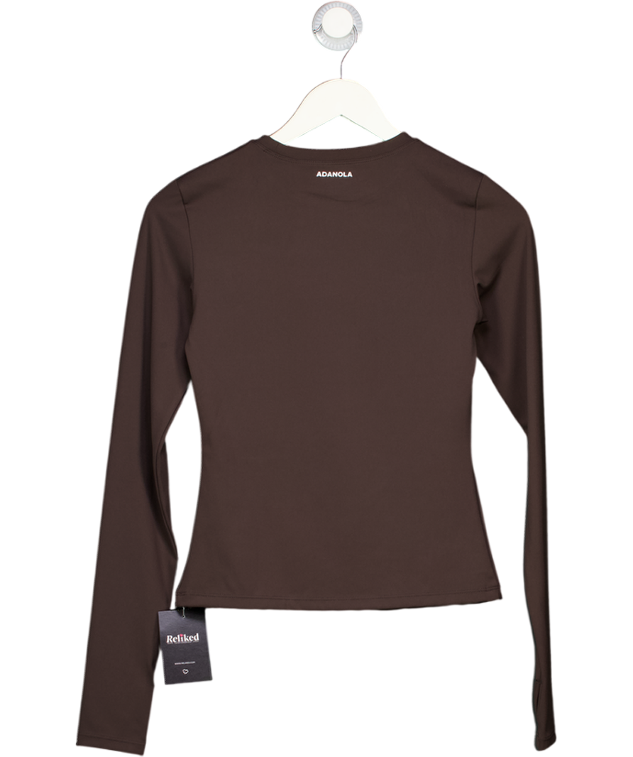 ADANOLA Brown Long-sleeve Stretch-jersey Top UK S