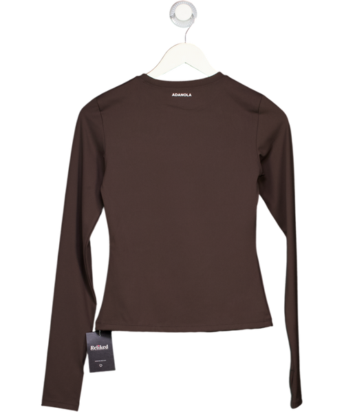 ADANOLA Brown Long-sleeve Stretch-jersey Top UK S