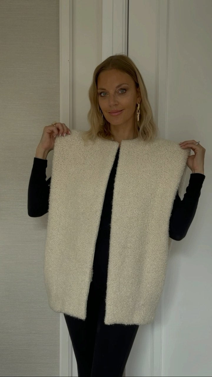 Isabel Marant Cream Faux Sherling Gilet UK 8