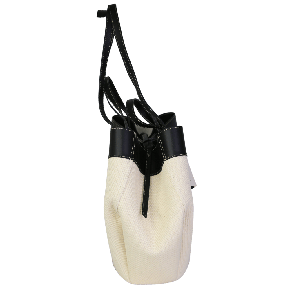 Polene Cyme Edition Black Leather & Canvas Bag