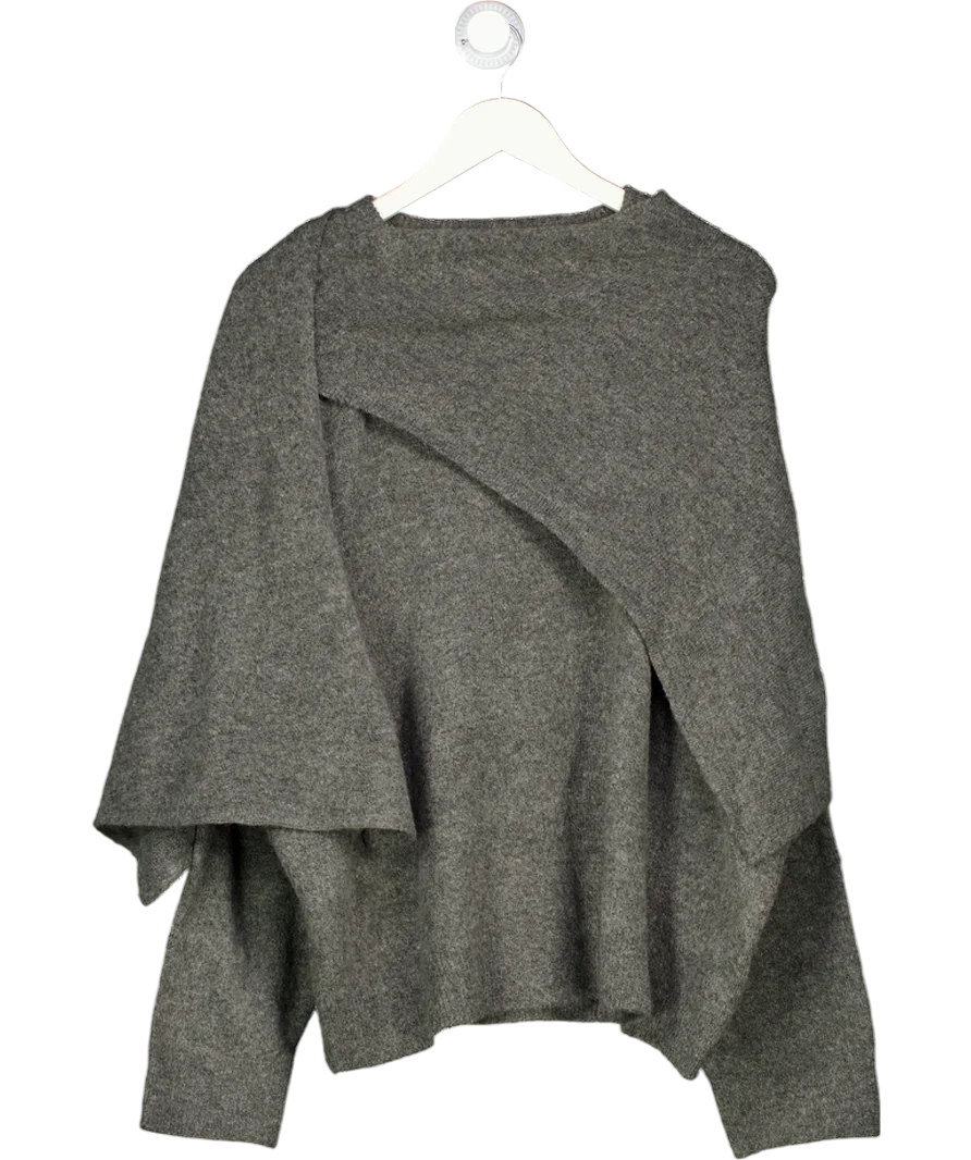 JDY Scarf Detail Knitted Jumper In Dark Grey UK S